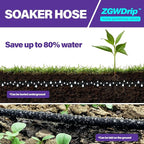 150FT 1/2" Water-Saving Soaker Hose with Solid Brass Connectors, Drip Irrigation Kit for Lawn & Landscaping with Metal Ground Stake & Accessory Kit