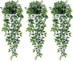 Whonline 3 Pack Artificial Hanging Plants Fake Plants with Pots for House Bedroom Wall Garden Decor