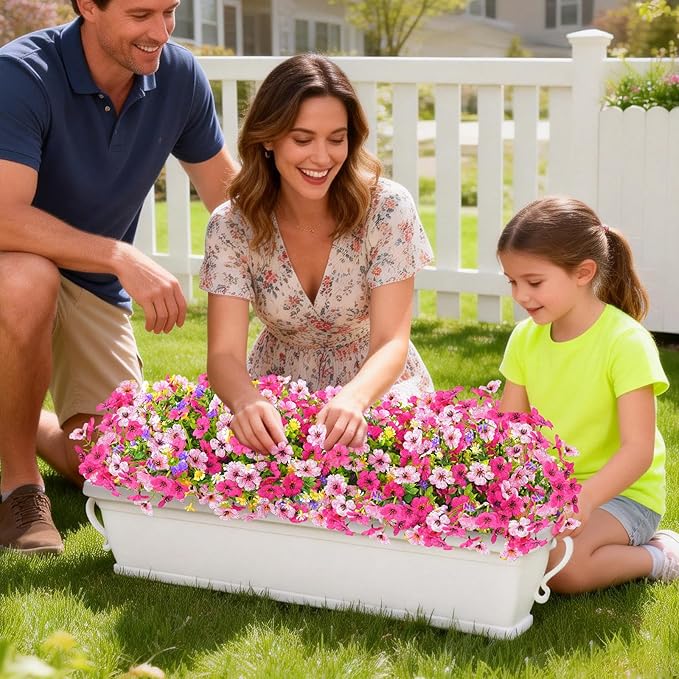 BLEUM CADE 12 Bundles Artificial Flowers for Outdoors, UV Resistant Fake Outdoor Flowers, Realistic Faux Outdoor Flowers for Decoration, Outside Fake Plants for Porch Garden Decor