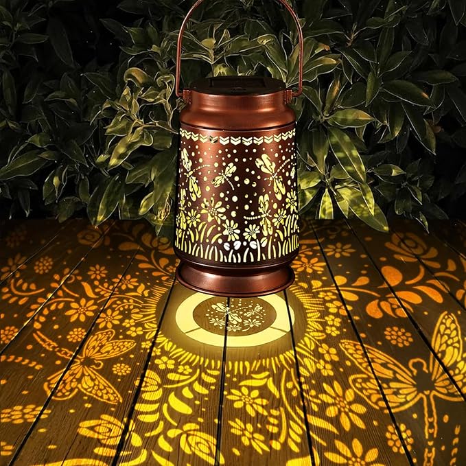 Solar Lanterns Outdoor Waterproof Gifts for Women Grandma Gifts for Mom Butterfly Garden Decor Solar Hanging Lantern Metal for Patio Yard Festival Pathway Landscape