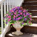 Hommyea Artificial Flowers for Outdoor, 2 Bundles UV Resistant Fake Plants Decoration Realistic Faux Silk Flowers No Fade Plastic Flowers for Outside Planters Home Porch Patio Yard Garden Decor
