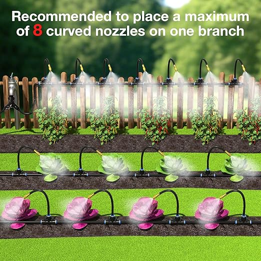 MIXC 2026-Upgrade Drip Irrigation System, No 1/4 Pipe, only 12pcs Adjustable Copper Nobbles and Quick Connectors