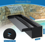 POPOSOAP 24 Inch Pond Waterfall Spillway with 1200GPH Pump, 304 Stainless Steel Pond Waterfall Kit with 9.8FT Corrugated Tube, Pond Waterfall Box for Outdoor Pond Waterfall System Garden Decor-P46