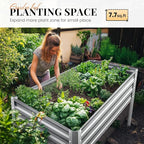 KING BIRD Large Raised Garden Bed with Legs Galvanized Elevated Planter Box 48×24×32 in for Backyard, Patio, Balcony, 400lb Capacity, Silver 2pcs