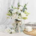 CEWOR Fake Flowers in Vase, Artificial Flowers Arrangement in Vase, Fake Floral Table Centerpieces Decor for Kitchen Farmhouse Coffee Table Living Room Bathroom Plant Decor