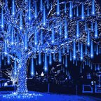 Weepong Christmas Lights Outdoor 32 Tubes 768 LEDs Meteor Shower Lights UL Certified Snow Falling Rain Drop Icicle String Light for Xmas Tree Halloween Decorations Wedding Party Garden Decor, Blue