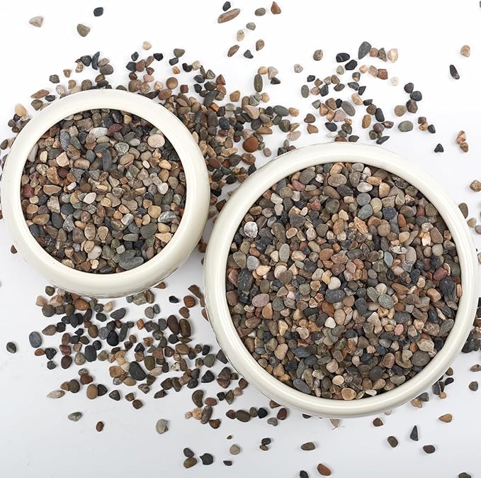 5LB Natural River Rocks, 1/4" Aquarium Gravel, Small Pebbles for Plants, Pea Gravel for Fish Tanks, Decorative Rocks for Gardening, Flower Pots, Vase Fillers, Indoor Fountains (10, Pounds) (5 LBS)