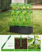 Cucumber Trellis with Grow Bags for Garden, U Frame Garden Trellis for Climbing Plants, Metal Plant Trellis with Garden Netting for Vegetables Flowers Fruits(4 Arches)(U-Shape)
