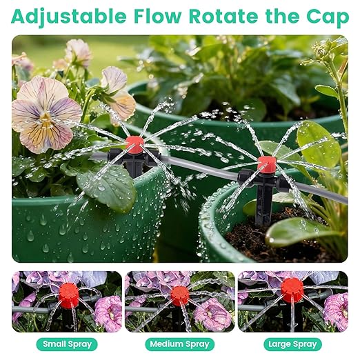 240FT Quick-Connect Drip Irrigation System, Garden Watering System 1/4" & 1/2" Fast-Lock Tubing, Adjustable Nozzles Emitters for Outdoor Raised Garden Beds,Greenhouse, Lawn, Patio
