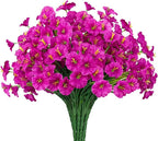 15 Bundles Artificial Flowers UV Resistant Outdoor Plants No Fade Faux Plastic Shrubs Fake Silk Flowers Window Box Garden Porch Home Decoration (Morning Glory Violet)