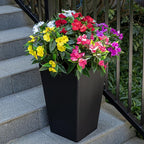 Nigirior Artificial Fake Flowers for Outdoor Décor 5 Bundles UV Resistant Fake Plants for Planter Faux Impatiens for Home Porch/Garden Stunning（5 Color）