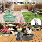 Jutai Solar Fountain Works in Cloudy Day with 2000mAH Battery Backup, 3.5W Glass Panel DIY Water Pump Kit with Sucker and Stake for Bird Bath, Water Feature,Garden, Outdoor-7 Nozzles,16.4ft Power Cord