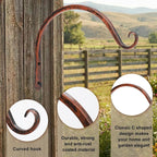 FEED GARDEN 2 Pack 8 Inch Hanging Plant Bracket Wall Hooks Decorative Plant Hangers for Outdoor Hanging Bird Feeders, Wind Chimes, Plant Baskets, Antique Bronze
