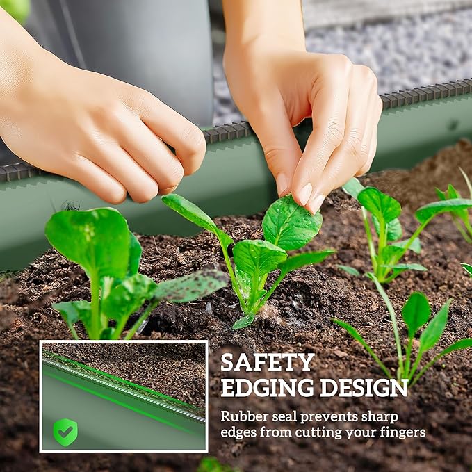Outsunny 6.5' x 2' x 1' Galvanized Raised Garden Bed Kit, Outdoor Metal Elevated Planter Box with Safety Edging, Easy DIY Stock Tank for Growing Flowers, Herbs & Vegetables, Green