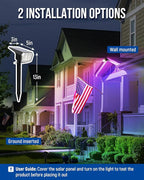 AUDERWIN Solar Spot Lights Outdoor, 9 Lighting Modes RGB, Solar Lights Outdoor Waterproof IP65, 63 LED Landscape Spotlights for Holiday Decorations-10 Pack