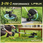20V Cordless String Trimmer, 2.0Ah Battery Powered with Fast Charger, 12'' Grass Cutter with Auto Line Feed, 3-in-1 Electric Lawn Mower Grass Trimmer & Edger Lawn Tool with 8 Lines for Yard, Garden