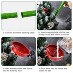 2Sets 47Inch Christmas Tree Watering Funnel, Wide Spout Christmas Tree Funnel Watering System with Green Stainless Steel Tubes Xmas Tree Watering Device Plant Watering Tool for Indoor Outdoor Plants