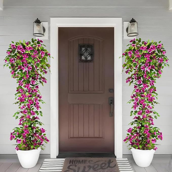 Artificial Bougainvillea Tree -6FT Faux Bougainvillea Tree with Realistic Flowers, Tall Fake Flower Tree for Indoor or Outdoor Decor, Silk Floral Plant for Living Room, Porch, Garden (Purple)