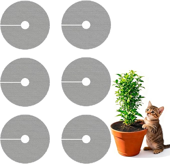 6 Pcs 11.8 Inch Plant Pot Grid Covers, Plant Protectors from Animals, Cuttable Soil Protectors for Potted Plants, Pet & Animal Digging Deterrent, Reusable Plant Covers for Indoor Outdoor Garden