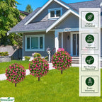 Artificial Plants Outdoor - 18" Wide Set of 2 Faux Boxwood Plants for Outdoor Planters, UV Resistant Artificial Topairy Ball Trees with Spike for Front Porch Decor