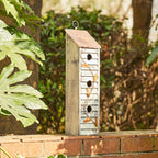 Glitzhome 18" H Wooden Bird House, Hanging Birdhouses for Outdoors, Washed White Distressed Three-Story Cottage Garden Bird House for Chickadee Cedar Wren Sparrow Finch Cardinal