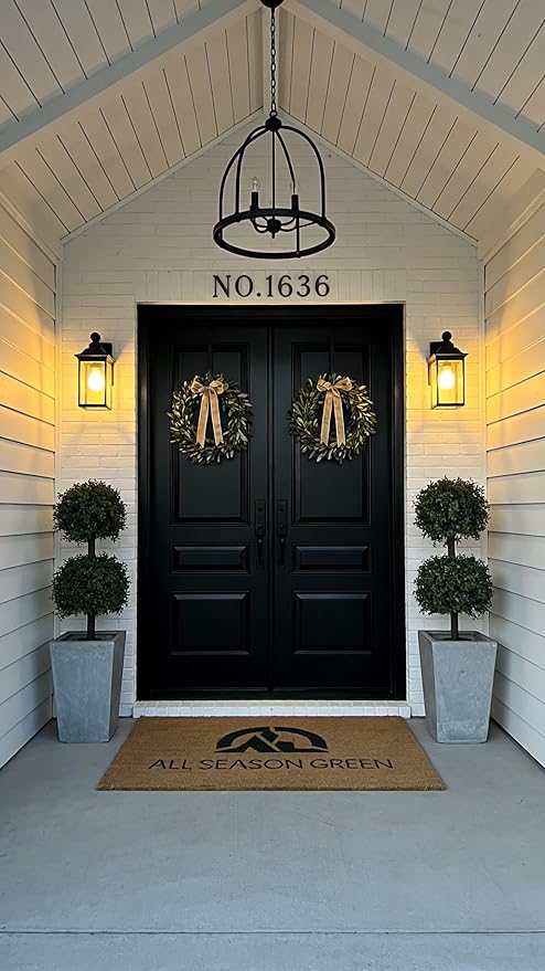 ALL SEASON GREEN 3ft Topiary Trees Artificial Outdoor Double Ball Shape Boxwood Topiary UV Resistant, Front Porch Decor Set of 2