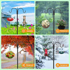 FEED GARDEN Adjustable Double Shepherds Hook for Outdoor with 5 Prong Base 92 Inch Heavy Duty Two Sided Bird Feeder Pole for Hanging Plant Baskets, Solar Light Lanterns, Wind Chimes