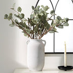 Large Flower Vase Home Decor - 12 inch Tall Ceramic Farmhouse White Rustic Table Vases with Handle Living Room Decoration Decorative Modern for Fireplace Kitchen
