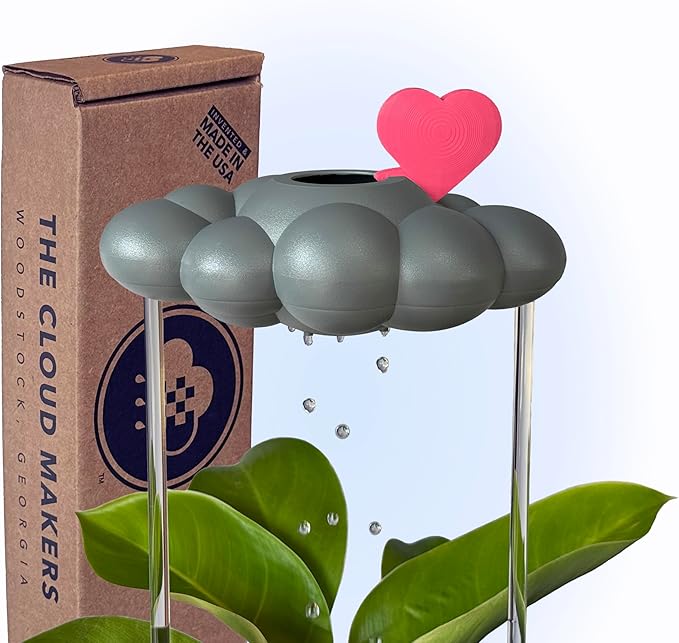 Stormy Dripping Rain Cloud with Pink Heart Charm