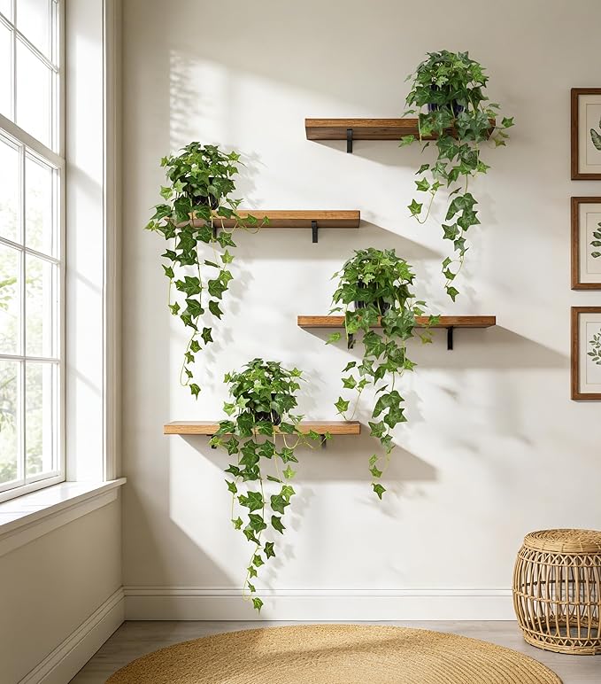 Fake Plants 2Pcs Faux Ivy Plants Potted Indoor Artificial Hanging Plants Realistic Hanging Fake Greenery Table Desk Bathroom Office Bedroom Living Room Shelf Modern Farmhouse Decor Intdoor
