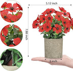 FAVOWREATH 2 Pack Small Fake Plants Potted Artificial Plants Artificial Flowers Potted Faux Flower Daisy with Eucalyptus Leaves for Home Decor Office Room Farmhouse Indoor Table Bathroom Decor（Red）