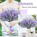 obbsie 30 Bundles Artificial Lavender Outdoor, 14.5" UV Resistant Faux Plants Outdoor Greenery Stems No Fade Plastic Fake Flowers for Window Garden Office Patio Porch Decor