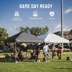 CROWN SHADES 12x12 Pop Up Canopy - Beach Tent with One Push Setup - Easy Outdoor Sun Shade Shelter for Events, Parties - Gazebo with STO-N-Go Cover Bag, Silver Coated Top, Grid Grey