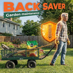 Sekey 1000lbs Heavy Duty Steel Garden Cart for Yard & Farm, Utility Wagon with Removable Sides (Convert to Flatbed), 10" Rubber Tires, Green