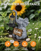 Outdoor Elephant Statues Solar Garden Decor Lights - Elephant Decoration for Garden, Balcony, Patio, Yard, Lawn - Housewarming, Fathers Day, Unique Birthday Gifts for Women Mom Grandma(White)