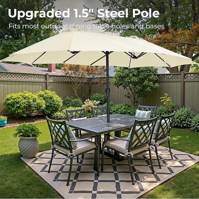 SUPERJARE 13FT Outdoor Umbrella for Patio, Double sided Pool Umbrellas with Fade Resistant Canopy, Large Table Umbrella for Deck, Market, Backyard - Cream White