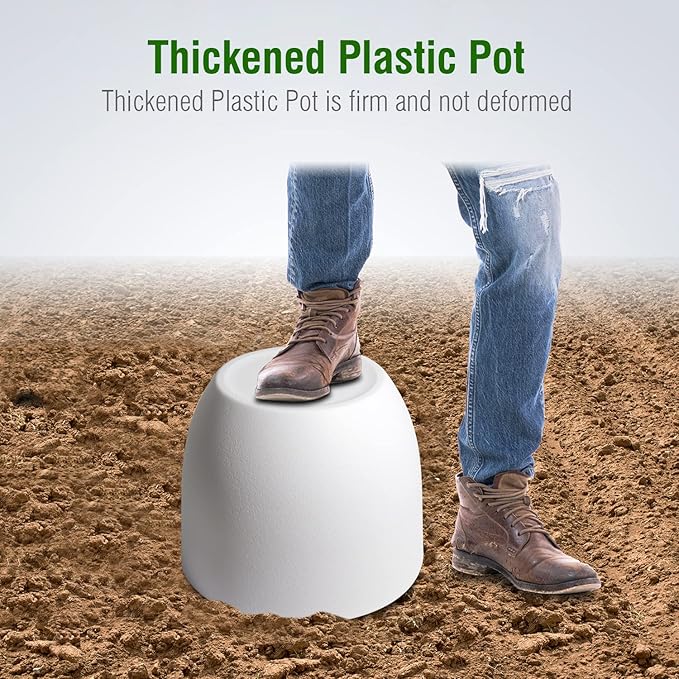 UOUZ 12/10/9 Large Plant Pots, Plastic Planters with Drainage Holes and Saucers for Indoor Outdoor Plants Flowers, White