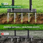 Lawn Aerator Tool for Clay Soil - Kick to Unclog & Bolt-On Base Never Breaks - 11 Heavy Duty 3.5” Spikes for Deeper Penetration - Pre Assembled 12.2x6” Plate