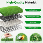 Realistic Artificial Grass Rug Indoor Outdoor: Fake Grass Turf with Drainage Holes, Pet-Friendly Dog Grass Mat, Perfect for Garden Lawn Balcony Patio Backyard Landscape Decoration, 5FT x10FT