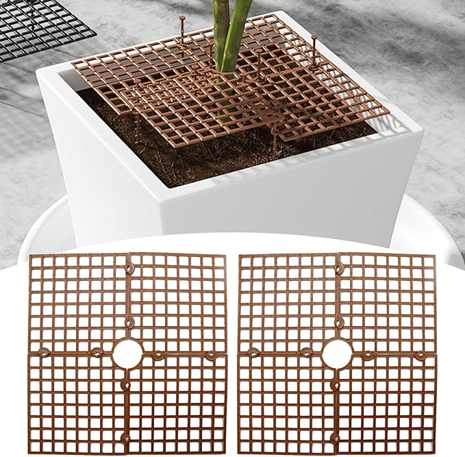 3 Pcs Plant Pot Cover Plant Protector from Animal 11.8" Plant Pot Grid with Center Cutout Cuttable Flower Cover Soil Protectors