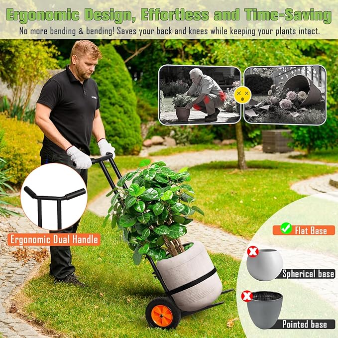 Plant Caddy with Wheels, 3.6FT Heavy Duty Plant Dolly with Adjustable Gripping Arms and Base, Rolling Plant Mover Cart Planter Caddies with Strap for Indoor or Outdoor Garden Plants, Pots