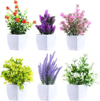 Clearain 6 Pack Fake Plants Mini Artificial Greenery Potted Plants for Home Decor Indoor Office Table Room Farmhouse Bathroom Decor (Mixed Color)