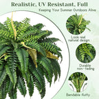 MARTINE MALL 2Pcs 48''/ 88 Leaves XXL Large Fake Ferns Artificial Ferns for Outdoors, UV Resistant Faux Boston Fern for Outdoor Planter Realistic Hanging Artificial Fake Plants for Porch Patio