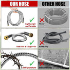 Short Garden Hose 10 ft, Male to Female Heavy Duty Stainless Steel Small Water Hose Extende Connector, Flexible No Kinks Leakproof 3/4 in Fittings, Lightweight Leader Hose for Patio, Lawn