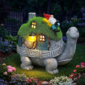 SunGlee Solar Turtle Garden Statue Lights with Rooftop Lawn Gnome Solar Garden Decor for Outside Yard Balcony Patio Lawn Ornament Home Decor Gifts for Mom Grandma