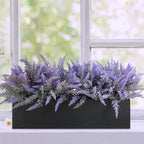 Winlyn 14" Artificial Lavender Arrangement Faux Lavender Flowers in Rustic Black Wooden Planter Box Realistic Lavender Potted Plant for Gift Farmhouse Home Wedding Table Centerpiece Mantel Shelf Décor