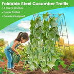 Foldable Cucumber Trellis - 4 Pack, A-Frame Garden Trellis 46" L x 18" W, Steel Climbing Plants Support Raised Bed Trellis with Twist Ties & Plant Bags for Climbing Plants Outdoor