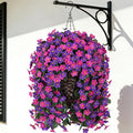 Artificial Flowers Baskets for Outdoor Decoration, Fake Hanging Plants Silk Dark Purple Fuchsia Daisy Mums Trailing Vines in Planter Realistic UV Resistant for Balcony Porch Decor