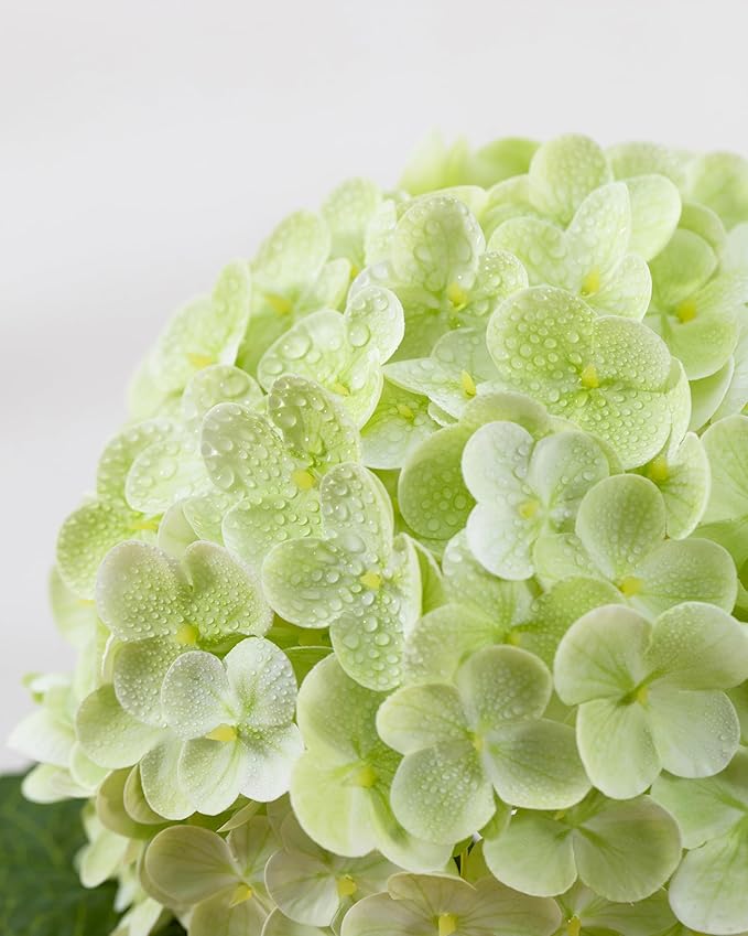 DuHouse 5Pcs Large Hydrangea Artificial Flowers,20 inch Latex Real Touch Hydrangeas Lifelike Hydrangea Flower for Home Wedding Bouquets Centerpieces Party Living Room Outdoors Decoration(Light Green)