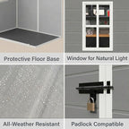 Gizoon 5x3 FT Resin Outdoor Storage Shed, Weather-Resistant Plastic Garden Tool Shed with Floor and Lockable Door for Backyard, Patio, Lawn, Grey